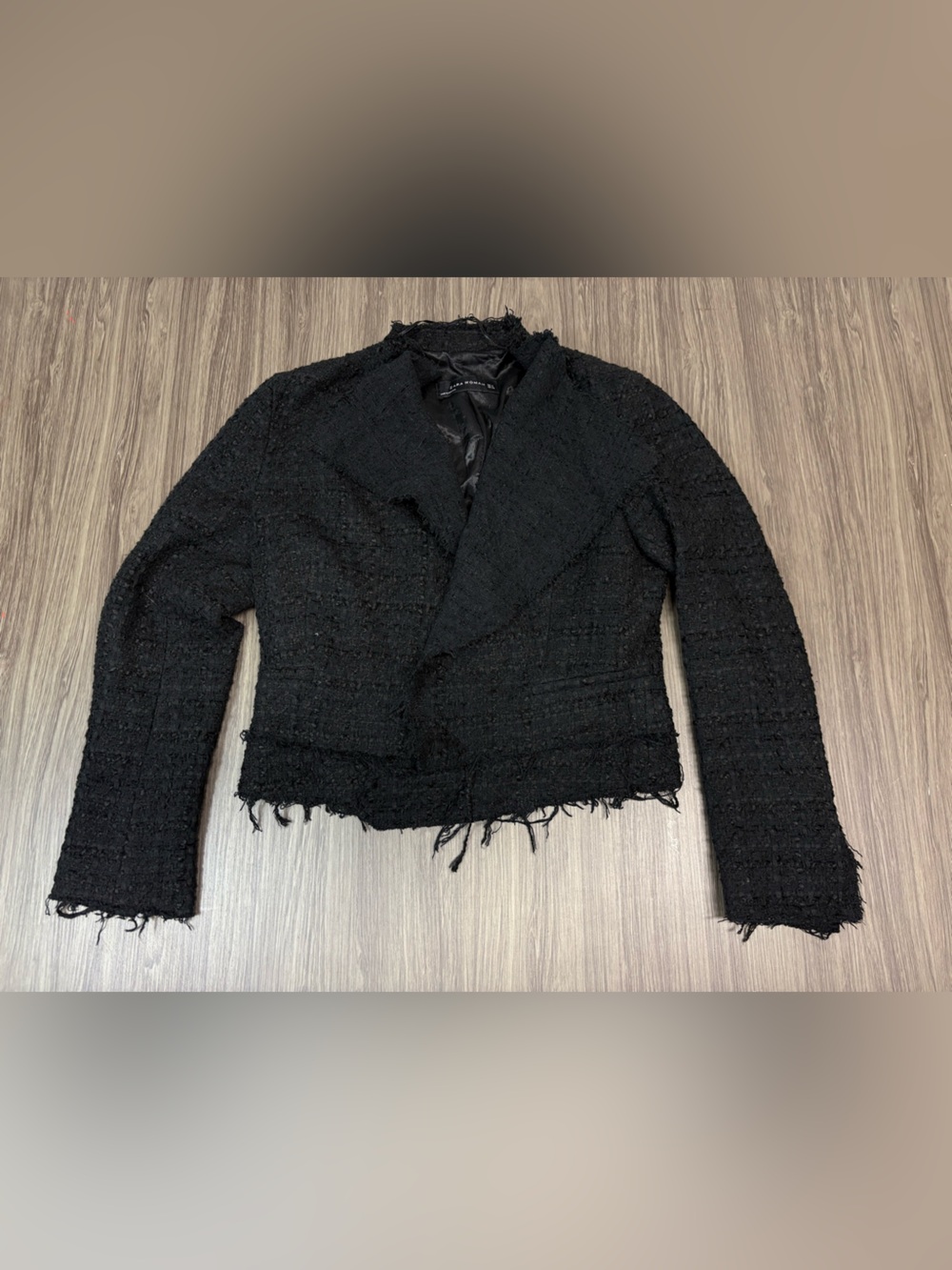Zara Black Frayed Jacket Size M